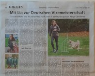 Zeitungsartikel Wetterauer Zeitung ueber die Deutsche Vizemeisterschaft